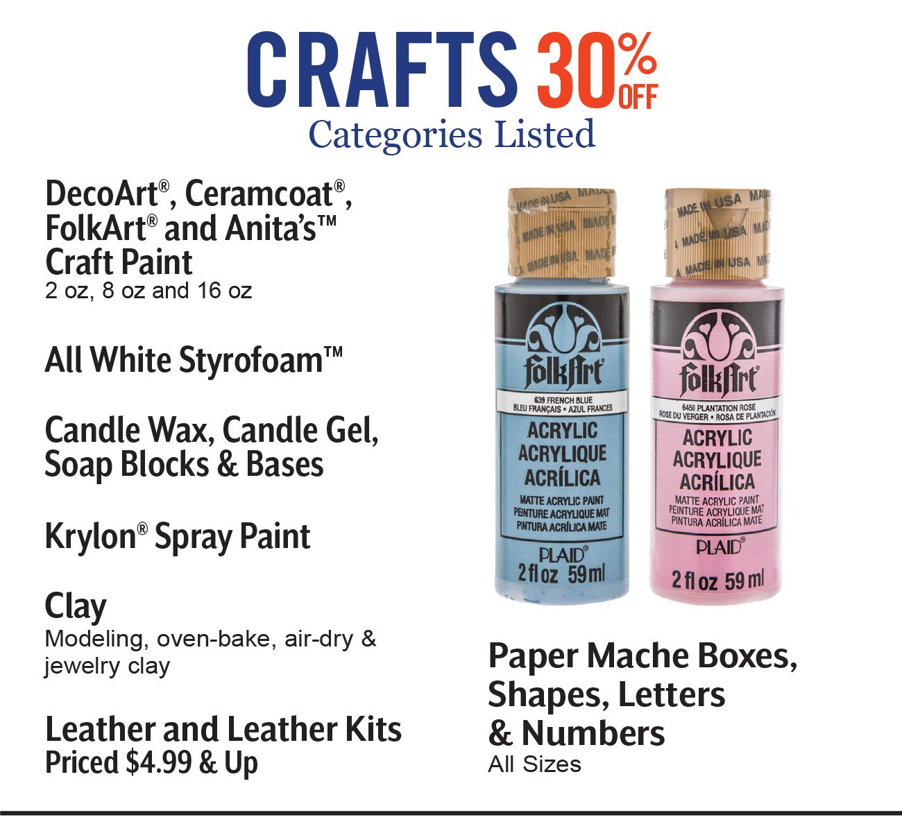 Select Categories of Crafts 30% Off