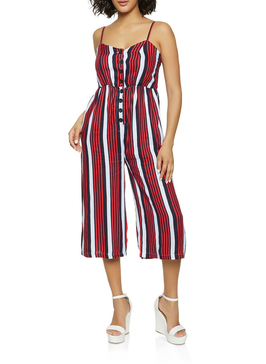 Striped Cropped Jumpsuit