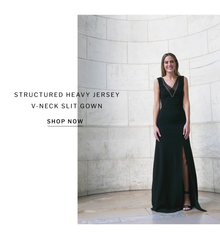 Structured Heavy Jersey V-Neck Gown