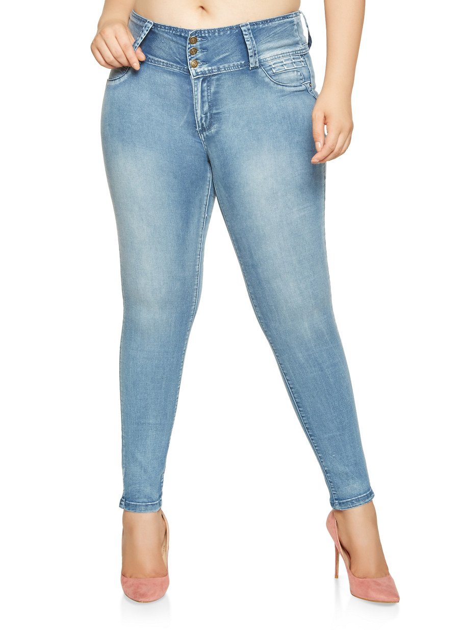 Plus Size 3 Button Jeans