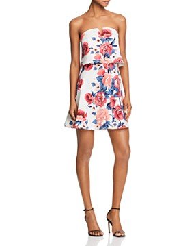 Aqua Floral Print Strapless Dress - 100% Exclusive