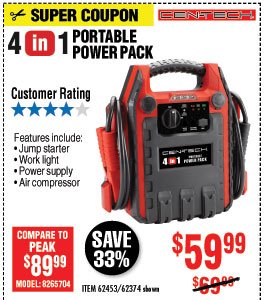 4-in-1 Jump Starter with Air Compressor