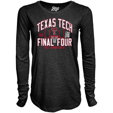 Texas Tech Red Raiders Blue 84 Women's 2019 NCAA Men's Basketball Tournament March Madness Final Four Bound Tri-Blend Long Sleeve T-Shirt – Heather Black