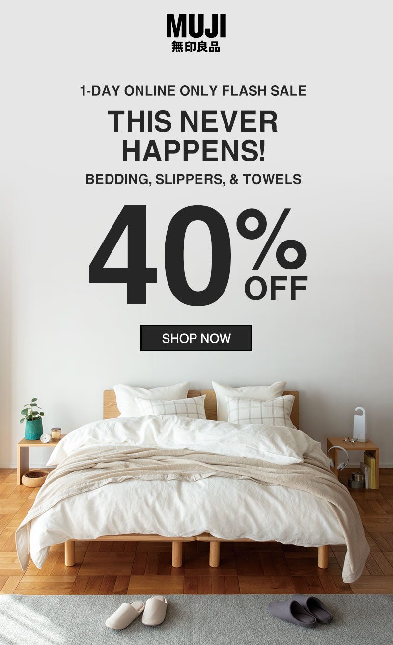 Shop 40% Off Bedding, Slippers, & Towels Today Online Only!