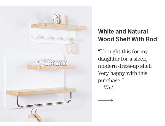White and Natural Wood Shelf with Rod