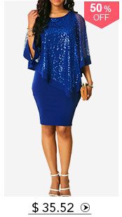 Overlay Sequin Detail Blue Sheath Dress