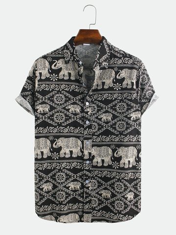 Cotton Ethnic Elephant Printed Shirt