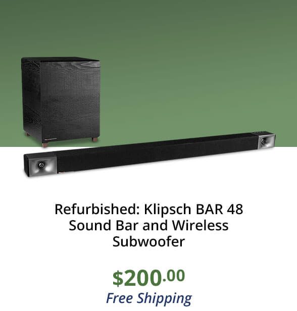 Refurbished: Klipsch BAR 48 Sound Bar and Wireless Subwoofer
