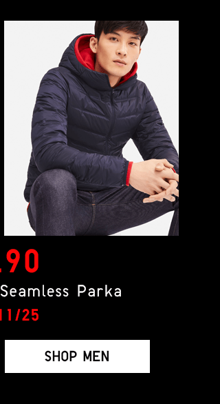 $69.90 LIGHT DOWN SEAMLESS PARKA - SHOP MEN