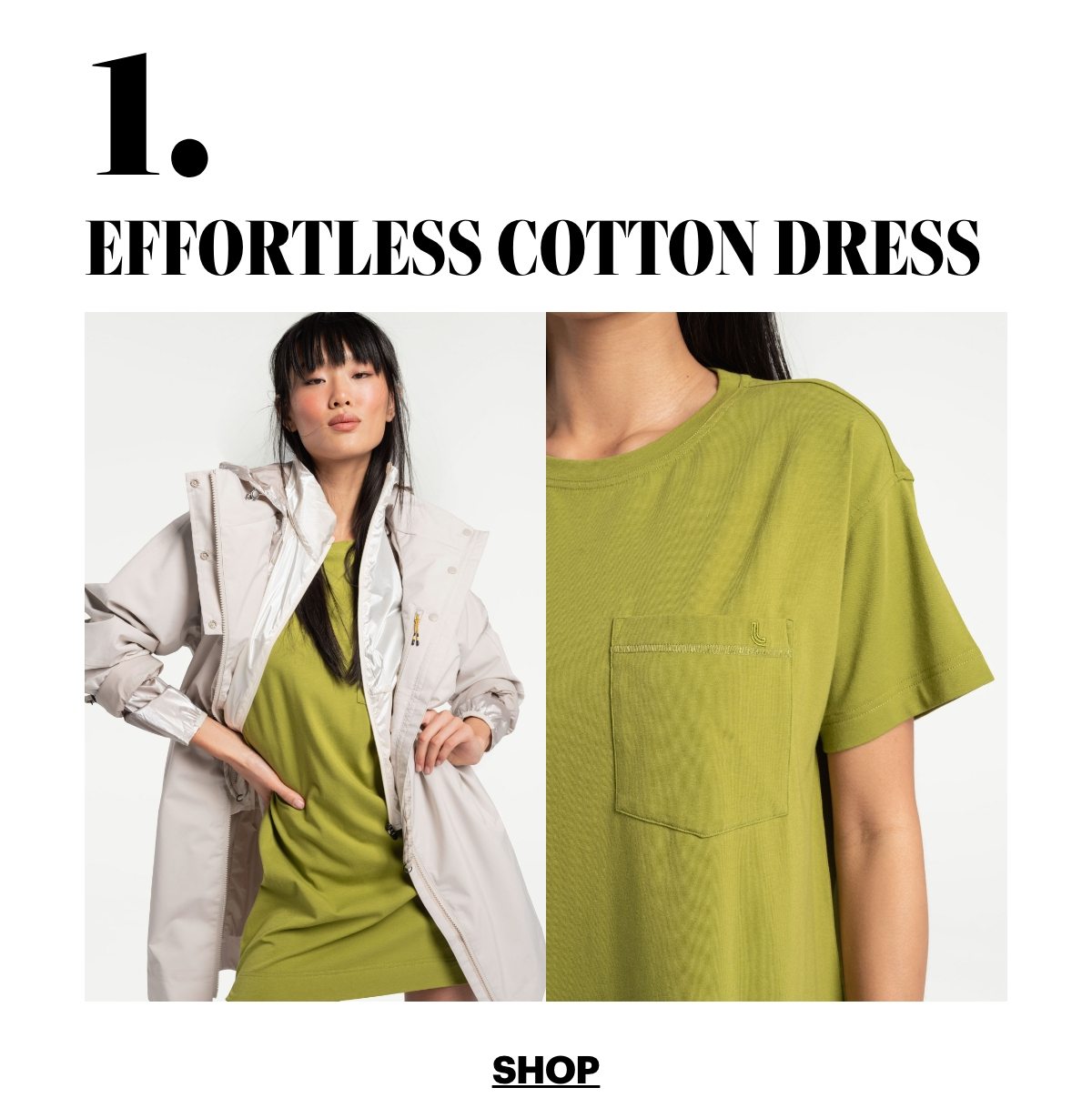 Effortless Cotton Dress - Kelp
