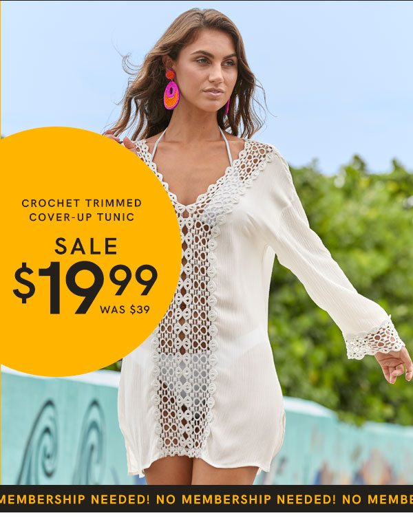 Crochet Trimmed Cover-Up Tunic: $19.99 (was $39)