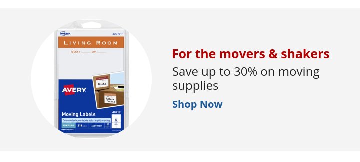 Recommended Offer: For the movers & shakers Save up to 30% on moving supplies