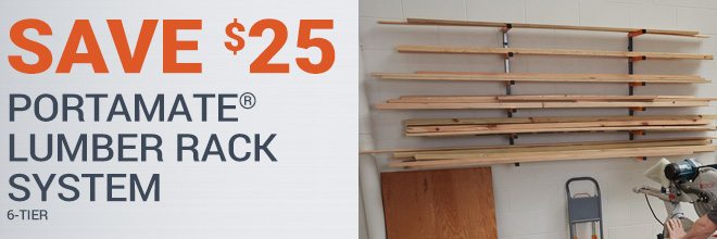 Save $25 on the Portamate Lumber Rack System