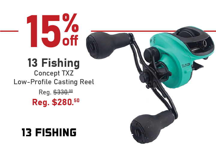 Take 15% off the 13 Fishing Concept TXZ Low-Profile Casting Reel