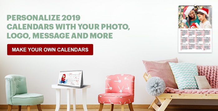 Personalize 2019 Calendars with your Photo, Logo, Message and more