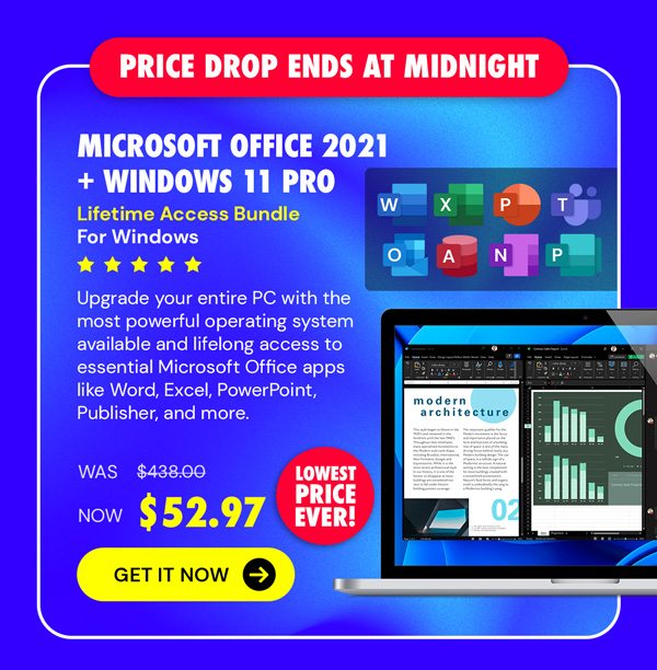 The Ultimate Microsoft Office Professional 2021 for Windows: Lifetime License + Windows 11 Pro Bundle