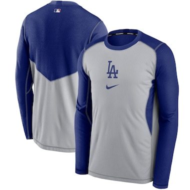 Nike Los Angeles Dodgers Gray/Royal Authentic Collection Game Performance Pullover Sweatshirt