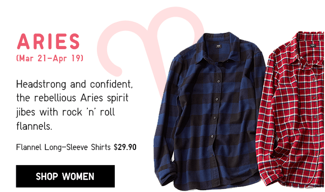 ARIES (MAR 21-APR 19), FLANNEL LONG-SLEEVE SHIRT $29.90 - SHOP WOMEN