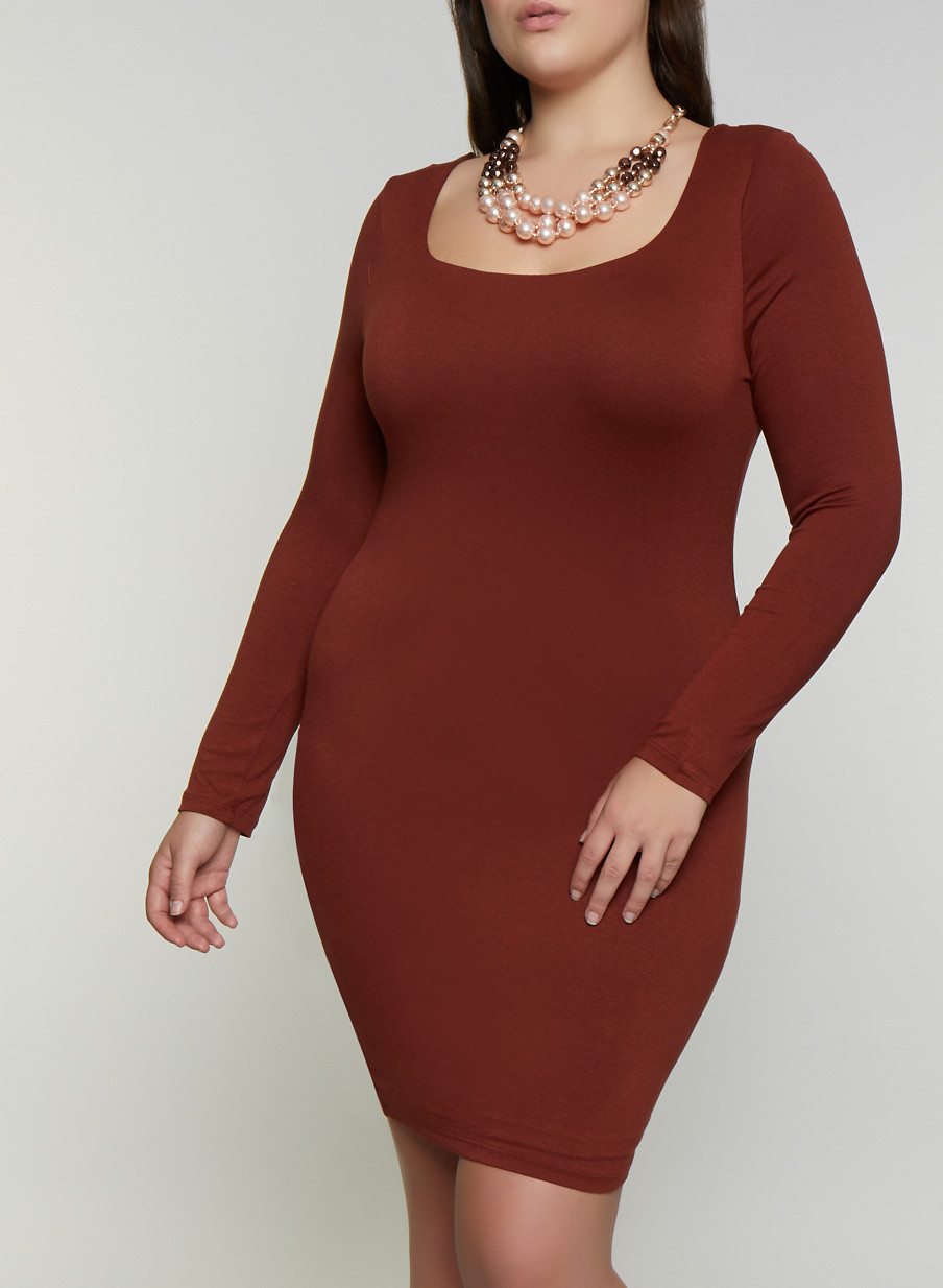 Plus Size Square Neck Bodycon Dress