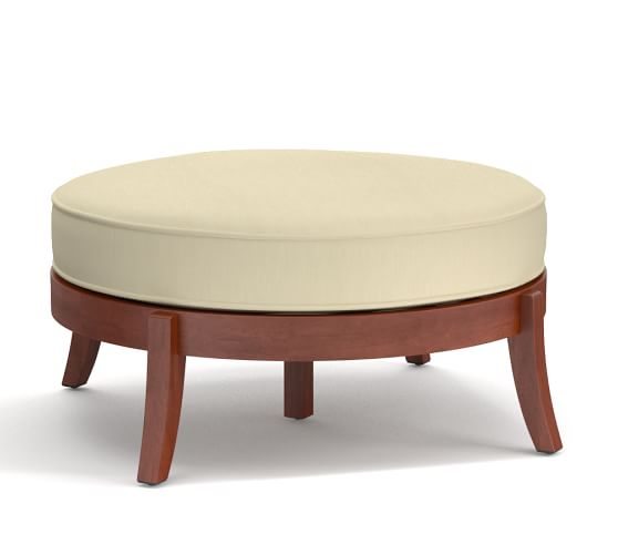 Now On Clearance Chatham Round Ottoman Cushion Sunbrella R Linen Sand Don T Miss Out Pottery Barn Email Archive