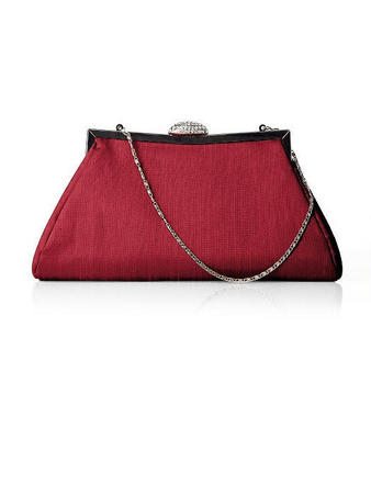 Barcelon Red Trapezoid Clutch with Jeweled Clasp