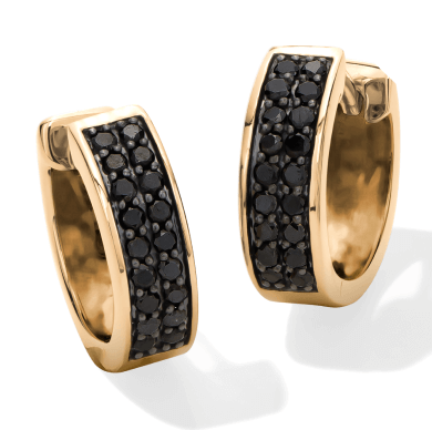 Men's Black Diamond Huggie Hoop Earrings 1/3 ct tw 10K Yellow Gold