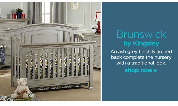 Brunswick by Kingsley An ash grey finish & arched back complete the nursery with a traditional look. shop now