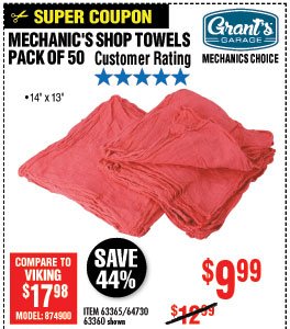 Mechanic's Shop Towels 14x13 50 Pk.