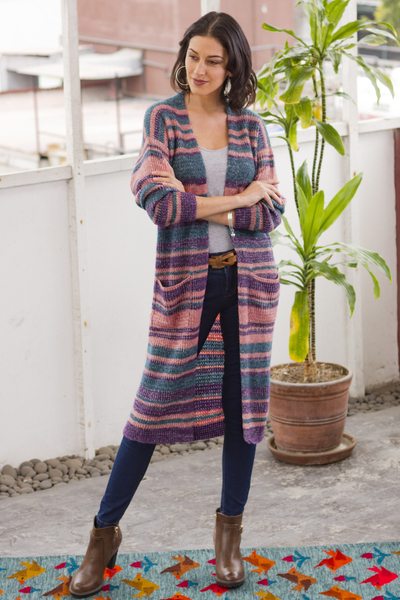 Image of Baby alpaca blend duster cardigan, 'Mesa Sunrise'