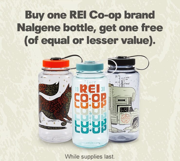 Buy one REI Co-op brand Nalgene bottle, get one free (of equal or lesser value).
