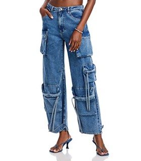 Steve Madden Duo Cargo Jeans in Blue Denim