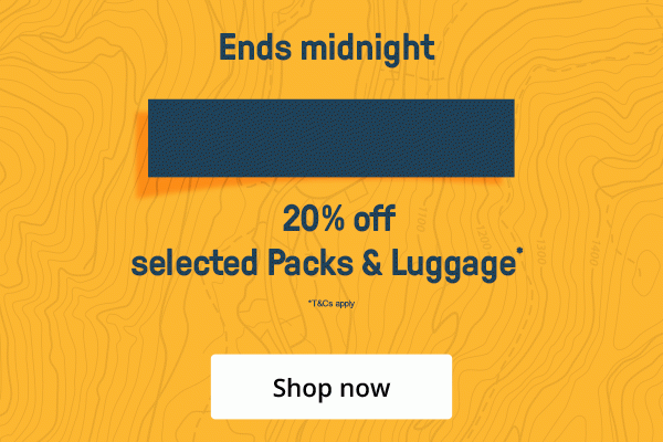 20% off Packs and Luggage