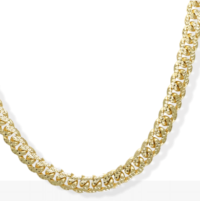 Solid Diamond-Cut Miami Cuban Chain Necklace 14K Yellow Gold 20''