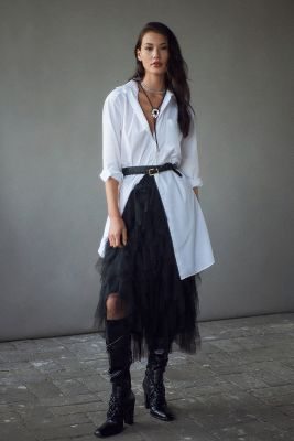 The Chéri Ruffled Tulle Midi Skirt