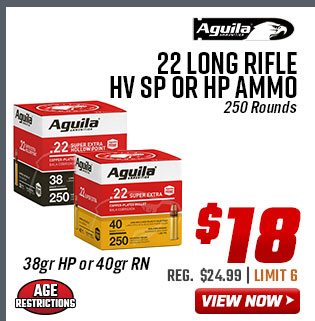 Aguila 22 Long Rifle HV SP or HP Ammo