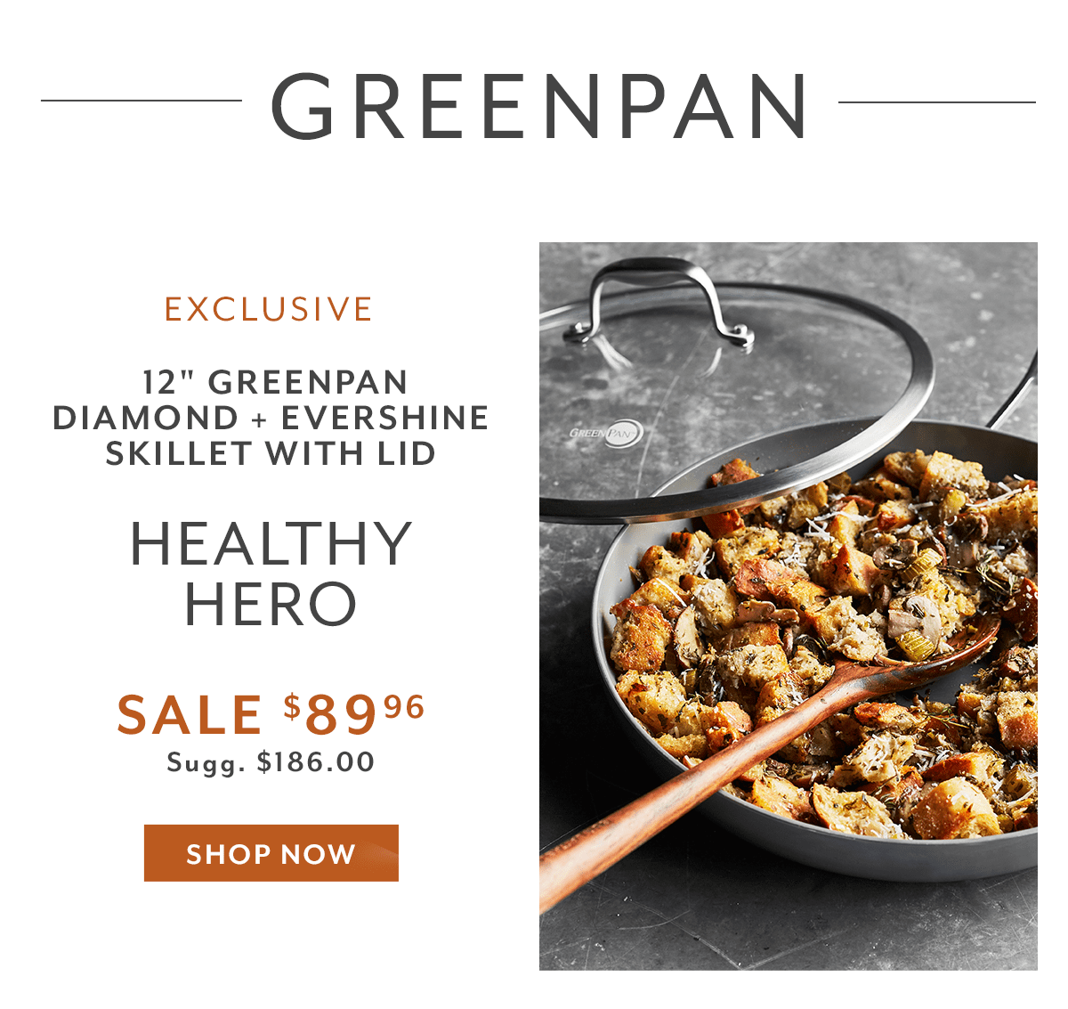 GreenPan Diamond + Evershine Skillet with Lid, 12