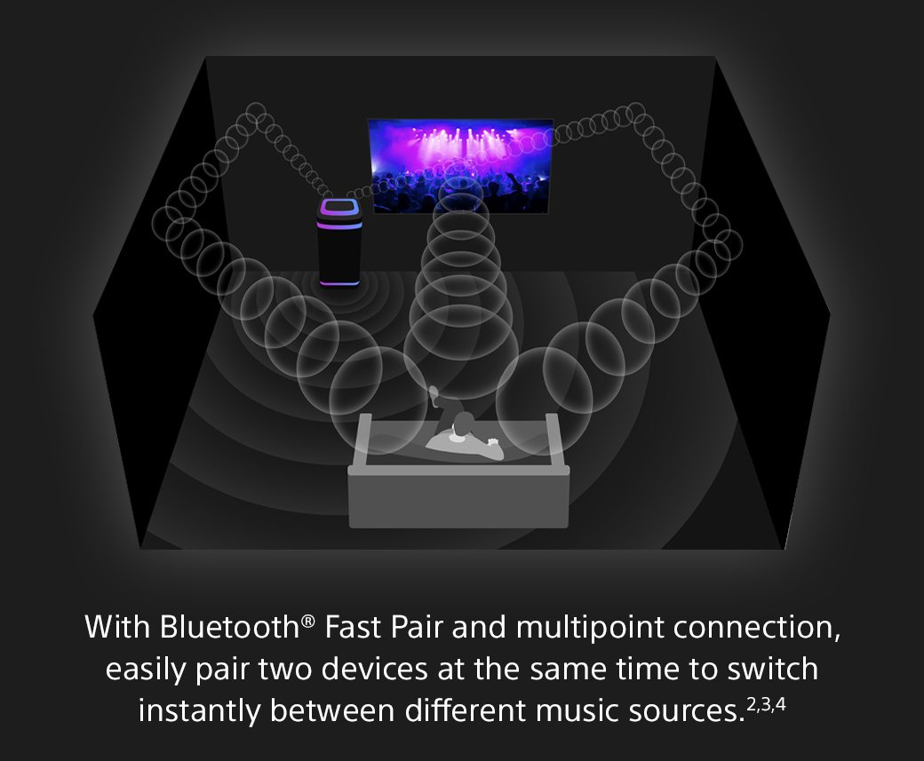 With Bluetooth® Fast Pair and multipoint connection, easily pair two devices at the same time to switch instantly between different music sources.2,3,4