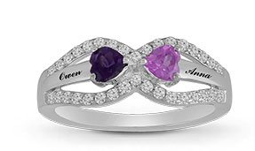 Color Heart Stone Couple's Ring