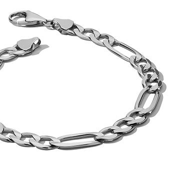 14K White Gold Figaro Link Bracelet