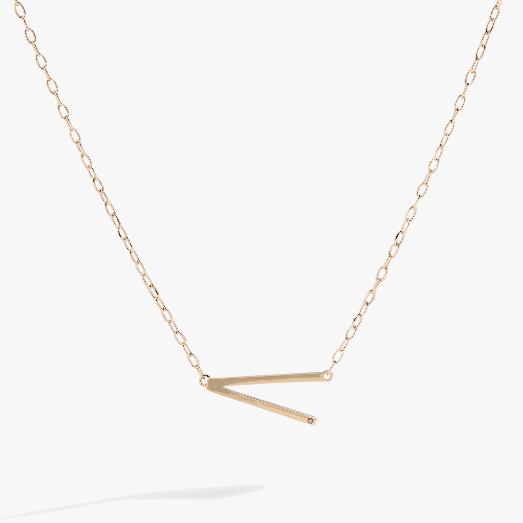 Image of Initial V Precious Elongated Necklace