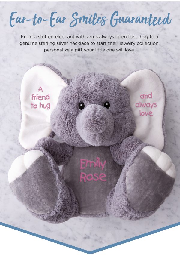 things remembered personalized plush elephant white