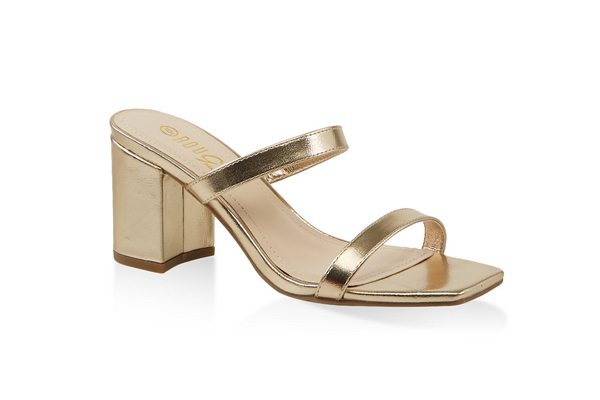 Double Band Block Heel Sandals