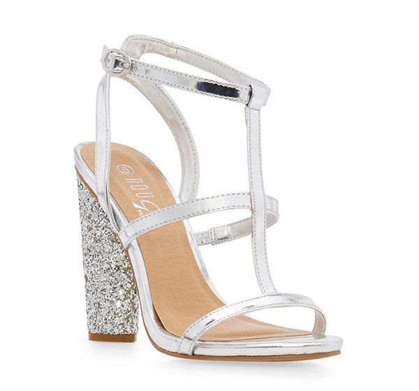 T Strap Glitter High Heel Sandals