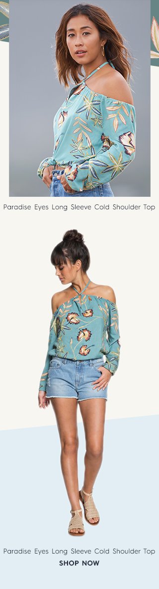 Product 1 - Paradise Eyes Long Sleeve Cold Shoulder Top