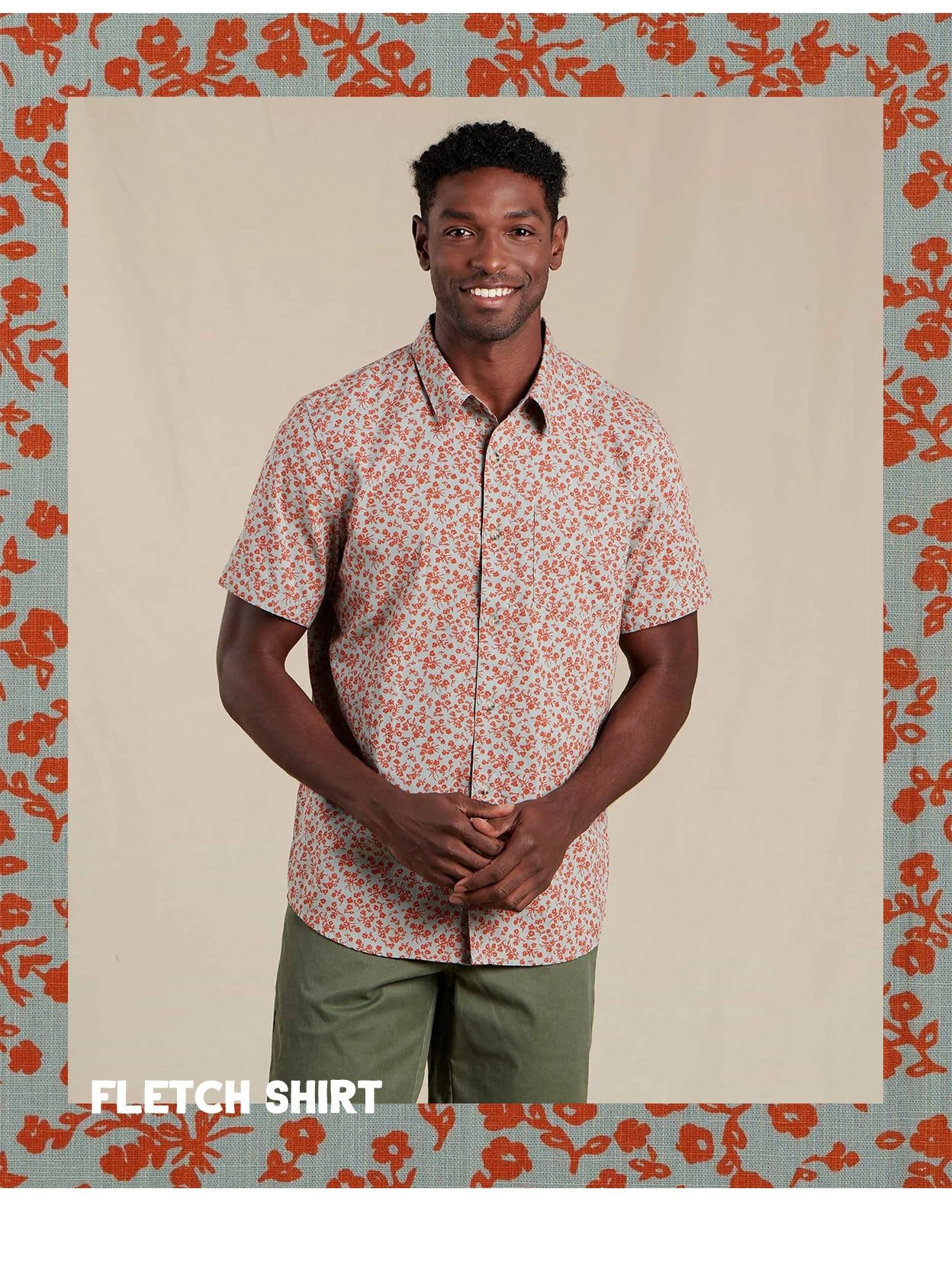 Fletch Shirt in Pale Slate Forager Print