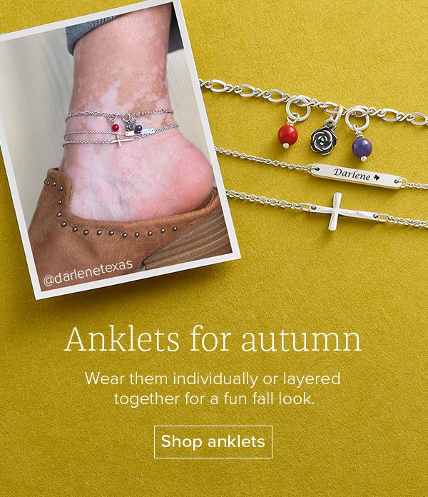 Anklets for autumn - Wear them individually or layered together for a fun fall look. Shop anklets