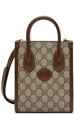 Gucci - Beige & Brown Mini Interlocking G Tote