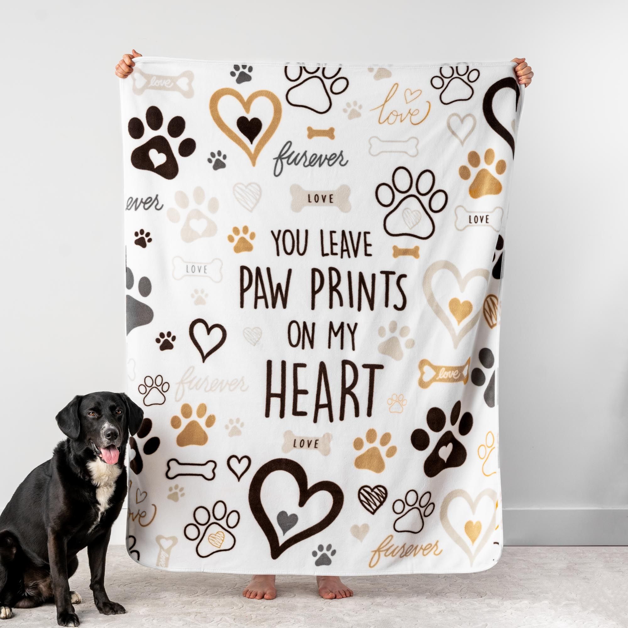 Image of Give Warmth™️ Buy One Give One Fleece Blanket: You Leave Paw Prints on My Heart 60″ x 50″