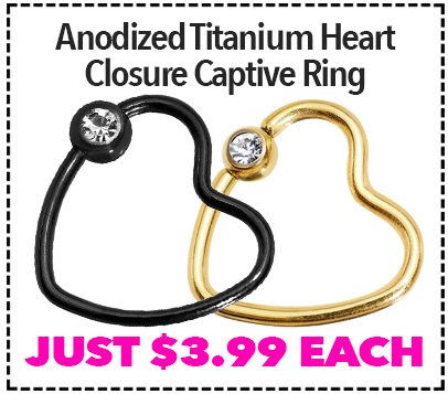 Anodized Heart Cartilage Earrings - Just $3.99 Each >