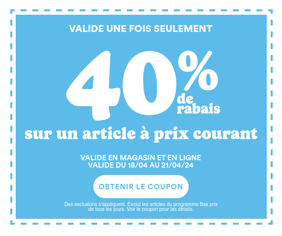 Coupon illustré – Cliquez ici pour obtenir votre coupon – Des exclusions s’appliquent. Voir le coupon pour obtenir des détails.